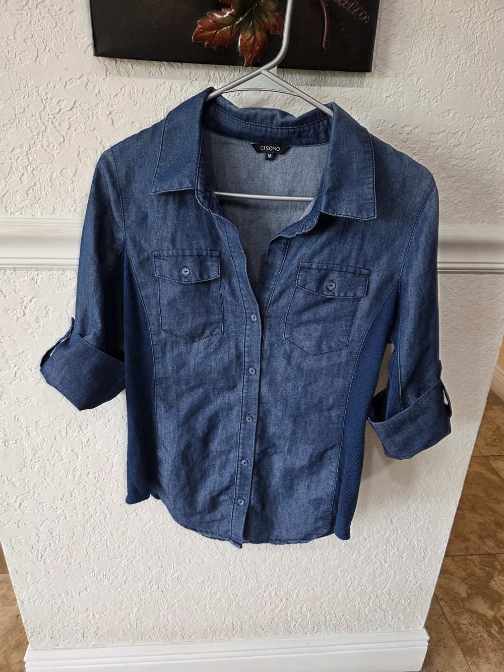 Ci Sono Dark Blue Denim Button-Up Shirt - Picture 3 of 8